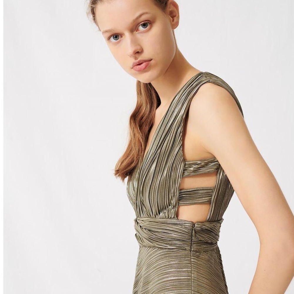 Make Pleated Royal Maxi Dress in Khaki